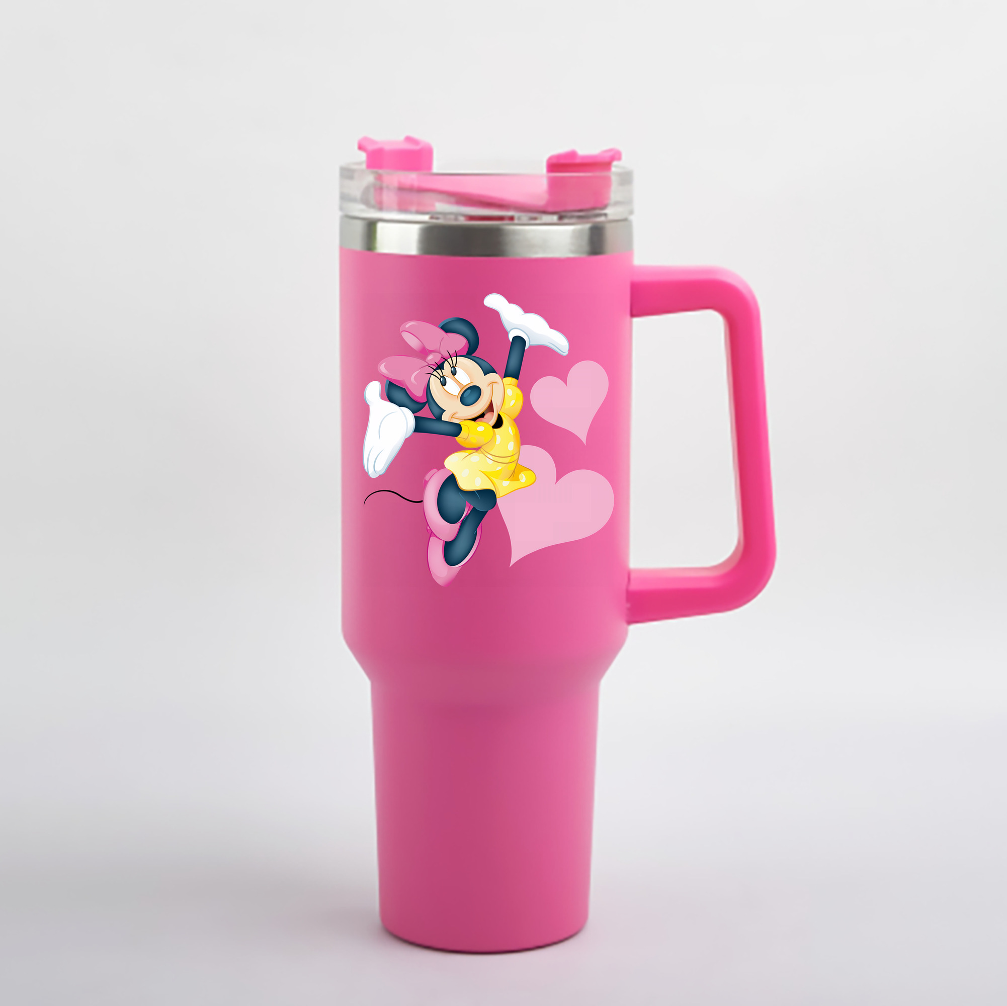 （画像用） ミッキーマウス Mickey Mouse 1200mL車用タンブラー - クリスタルステッカー（プラスチックストロー付き）